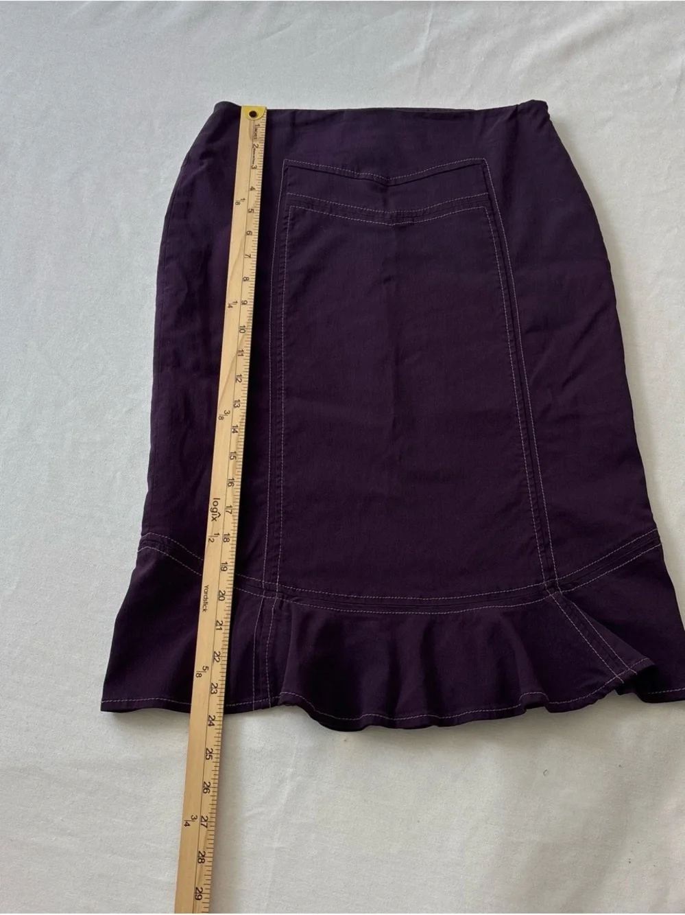 Elevenses (Anthropologie) Deep Purple Ruffle Hem Midi Skirt 2